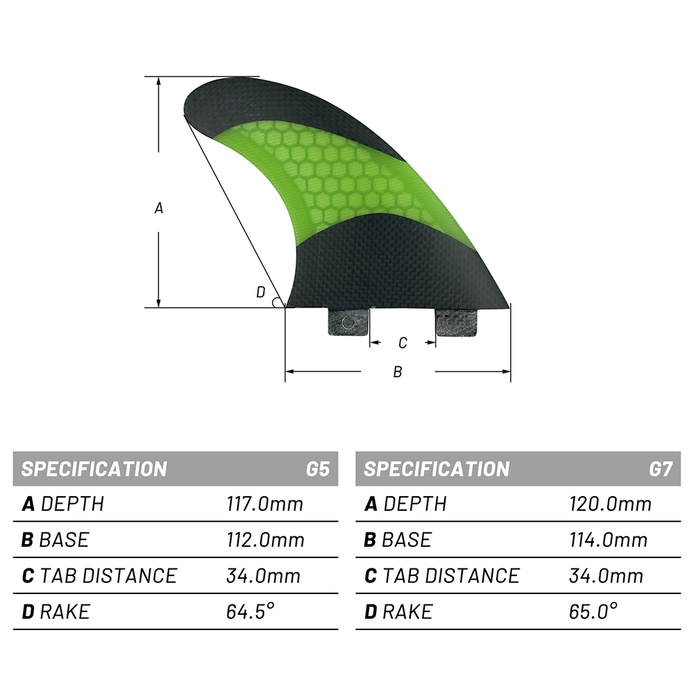 Swim Fins - UPSURF FCS G5/G7 Quillas Dubbele Tabs/Single